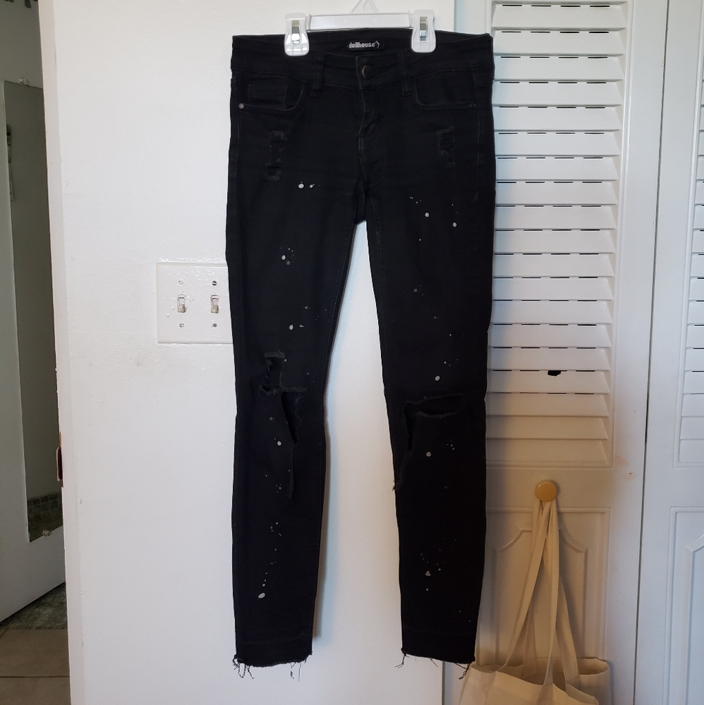 DOLLHOUSE Black with White Specks Skinny Jeans